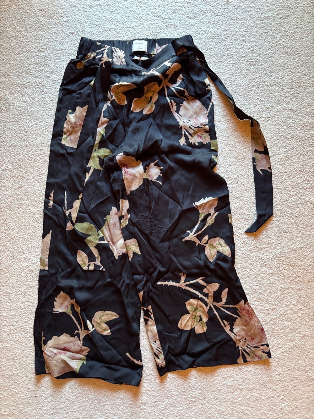 Wilfred Floral Wide-Leg Pants - Black with Floral